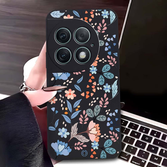 OnePlus Ace 2 Pro Cover - Black - D1 - ONation Floral Series - HQ Liquid Silicone Soft Case