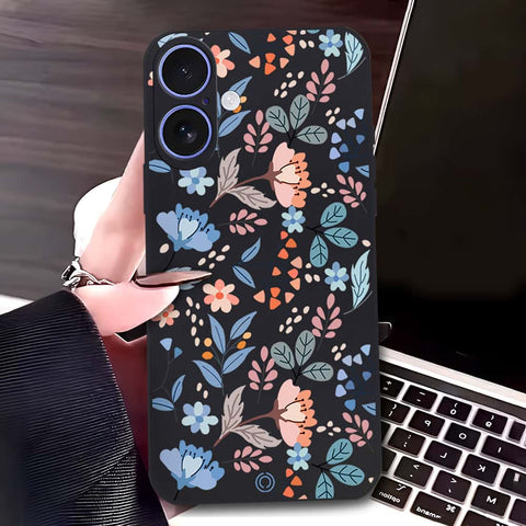 iPhone 17 Cover - Black - D1 - ONation Floral Series - HQ Liquid Silicone Soft Case