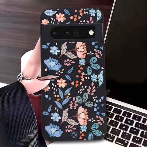 Google Pixel 6 Pro Cover - Black - D1 - ONation Floral Series - HQ Liquid Silicone Soft Case