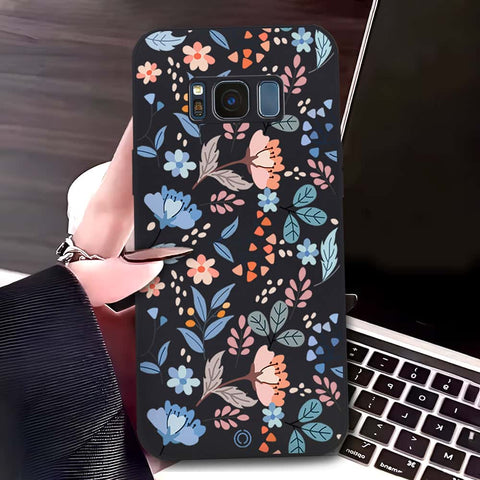 Samsung Galaxy S8 Plus Cover - Black - D1 - ONation Floral Series - HQ Liquid Silicone Soft Case