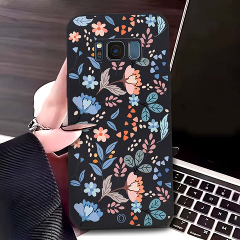 Samsung Galaxy S8 Cover - Black - D1 - ONation Floral Series - HQ Liquid Silicone Soft Case