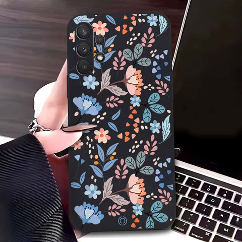 Samsung Galaxy A32 Cover - Black - D1 - ONation Floral Series - HQ Liquid Silicone Soft Case