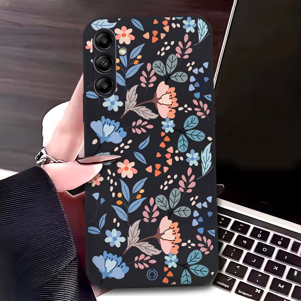 Samsung Galaxy A56 Cover - Black - D1 - ONation Floral Series - HQ Liquid Silicone Soft Case