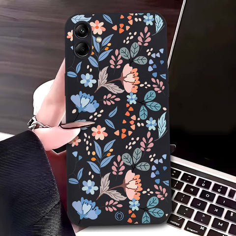 Samsung Galaxy A04 Cover - Black - D1 - ONation Floral Series - HQ Liquid Silicone Soft Case
