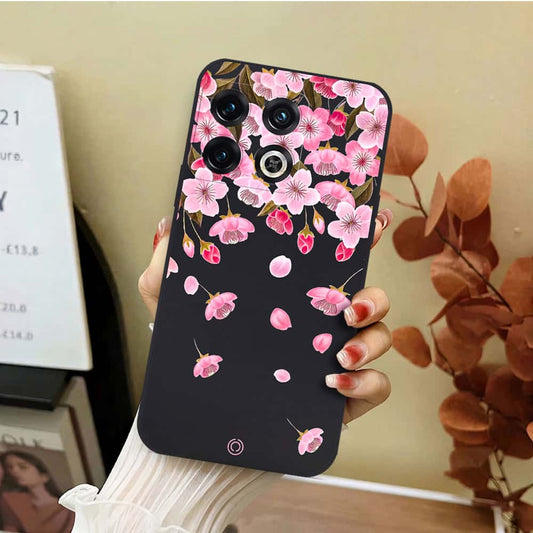 OnePlus 10 Pro Cover - Black - D3 - ONation Nature Floral Series - HQ Liquid Silicone Soft Case