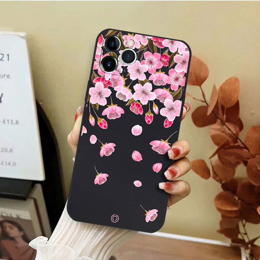 iPhone 11 Pro Cover - Black - D3 - ONation Nature Floral Series - HQ Liquid Silicone Soft Case