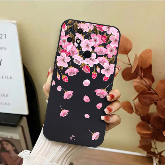 Xiaomi Redmi 10C Cover - Black - D3 - ONation Nature Floral Series - HQ Liquid Silicone Soft Case