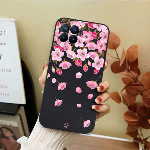 Realme 8 Cover - Black - D3 - ONation Nature Floral Series - HQ Liquid Silicone Soft Case