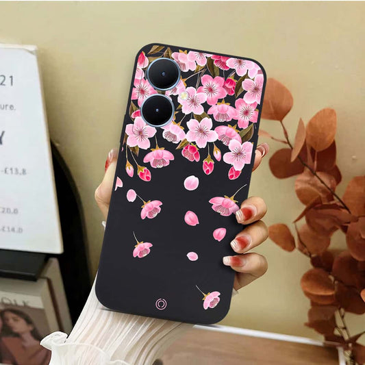 Vivo Y78 Plus 5G Cover - Black - D3 - ONation Nature Floral Series - HQ Liquid Silicone Soft Case