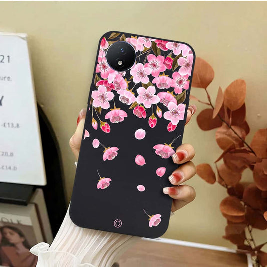 Vivo Y02t Cover - Black - D3 - ONation Nature Floral Series - HQ Liquid Silicone Soft Case