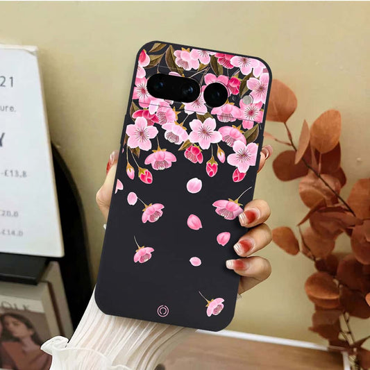 Google Pixel 7 Pro Cover - Black - D3 - ONation Nature Floral Series - HQ Liquid Silicone Soft Case