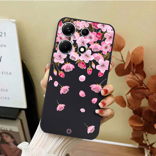Infinix Note 30 Cover - Black - D3 - ONation Nature Floral Series - HQ Liquid Silicone Soft Case