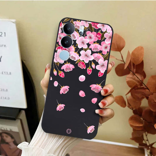 Vivo S17t Cover - Black - D3 - ONation Nature Floral Series - HQ Liquid Silicone Soft Case