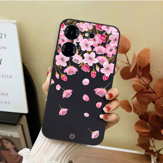 Tecno Pova 5 Cover - Black - D3 - ONation Nature Floral Series - HQ Liquid Silicone Soft Case