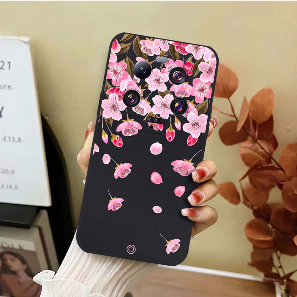 Xiaomi 13 Ultra Cover - Black - D3 - ONation Nature Floral Series - HQ Liquid Silicone Soft Case