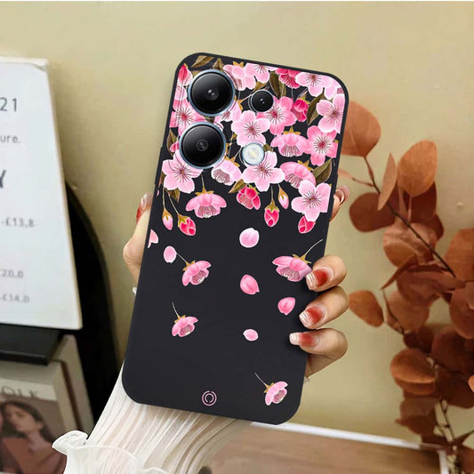 Xiaomi Redmi Note 13 Pro 4G Cover - Black - D3 - ONation Nature Floral Series - HQ Liquid Silicone Soft Case