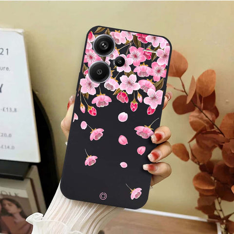 Xiaomi Redmi Note 13 Pro Plus 5G Cover - Black - D3 - ONation Nature Floral Series - HQ Liquid Silicone Soft Case