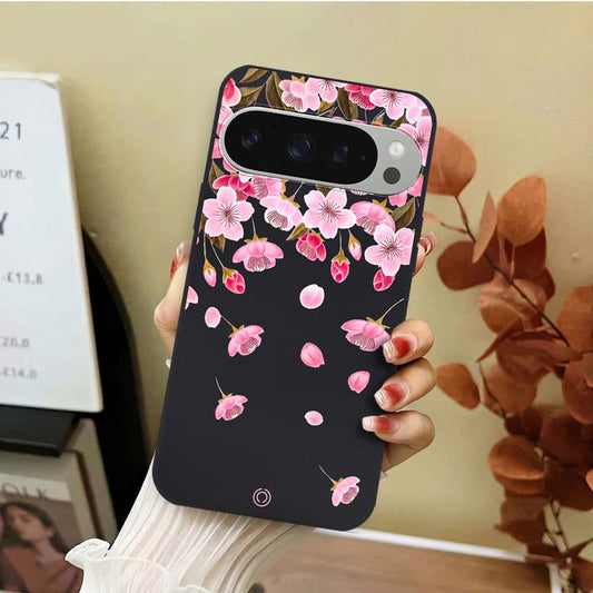 Google Pixel 9 Cover - Black - D3 - ONation Nature Floral Series - HQ Liquid Silicone Soft Case