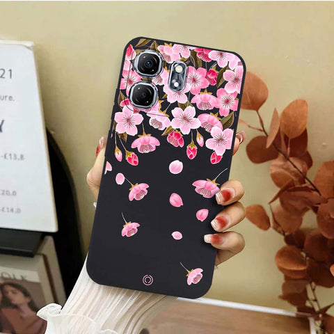 Infinix Hot 50i Cover - Black - D3 - ONation Nature Floral Series - HQ Liquid Silicone Soft Case