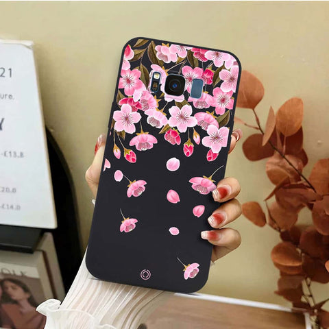 Samsung Galaxy S8 Cover - Black - D3 - ONation Nature Floral Series - HQ Liquid Silicone Soft Case