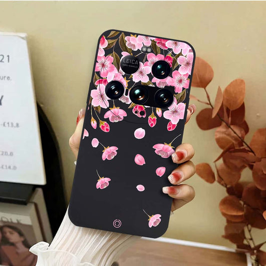 Xiaomi 15 Ultra Cover - Black - D3 - ONation Nature Floral Series - HQ Liquid Silicone Soft Case