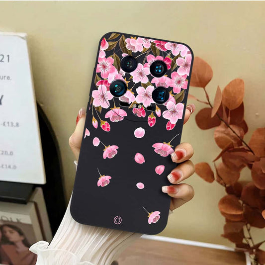 Xiaomi 14 Ultra Cover - Black - D3 - ONation Nature Floral Series - HQ Liquid Silicone Soft Case