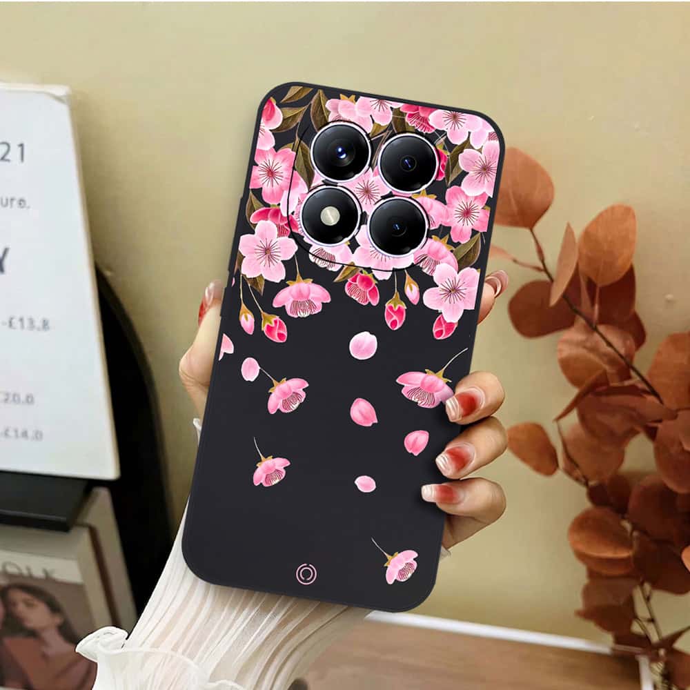 Xiaomi 14T Pro Cover - Black - D3 - ONation Nature Floral Series - HQ Liquid Silicone Soft Case