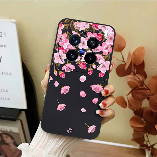 Vivo X200 Pro Cover - Black - D3 - ONation Nature Floral Series - HQ Liquid Silicone Soft Case