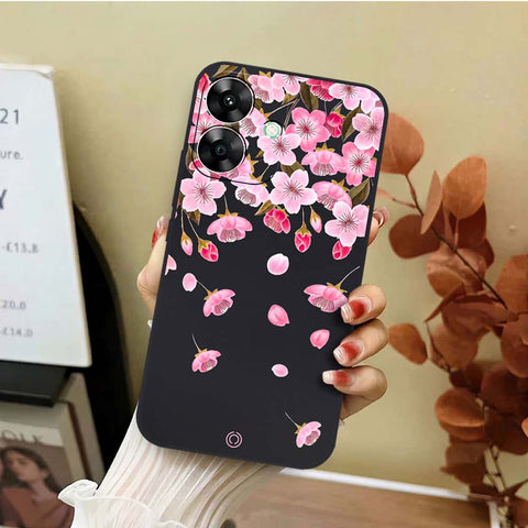 Realme Note 60x Cover - Black - D3 - ONation Nature Floral Series - HQ Liquid Silicone Soft Case
