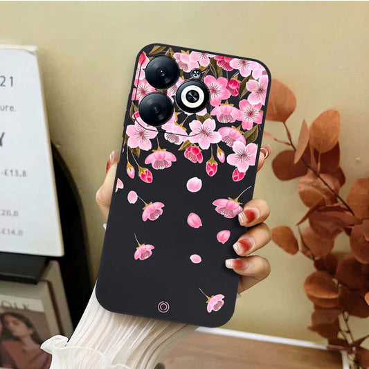 Tecno Pop 8 Cover - Black - D3 - ONation Nature Floral Series - HQ Liquid Silicone Soft Case