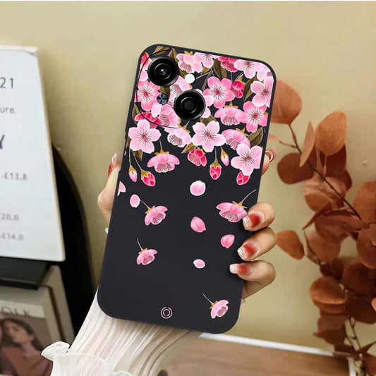 Tecno Pop 9 Cover - Black - D3 - ONation Nature Floral Series - HQ Liquid Silicone Soft Case