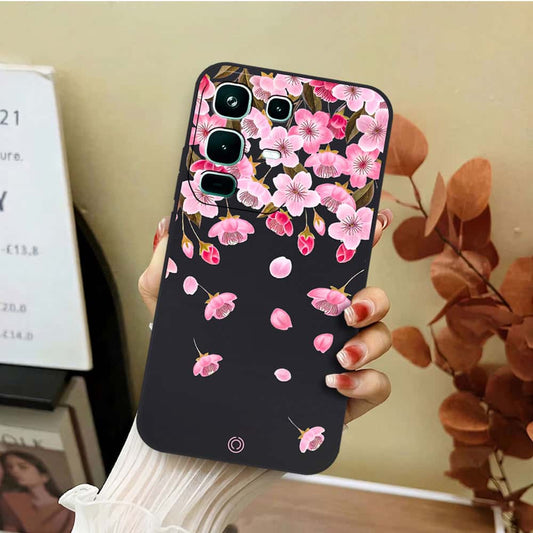 Infinix Note 50 4G Cover - Black - D3 - ONation Nature Floral Series - HQ Liquid Silicone Soft Case
