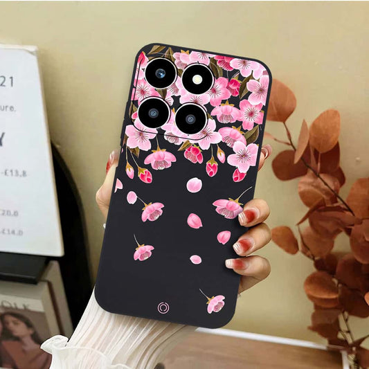 Honor X6a Cover - Black - D3 - ONation Nature Floral Series - HQ Liquid Silicone Soft Case
