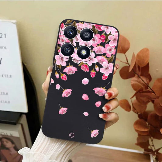 Honor X8a Cover - Black - D3 - ONation Nature Floral Series - HQ Liquid Silicone Soft Case
