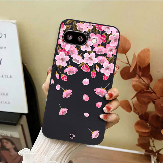 Google Pixel 9a Cover - Black - D3 - ONation Nature Floral Series - HQ Liquid Silicone Soft Case