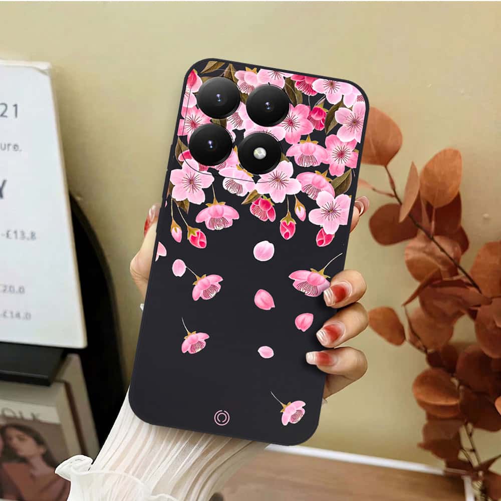 Xiaomi 15T Cover - Black - D3 - ONation Nature Floral Series - HQ Liquid Silicone Soft Case