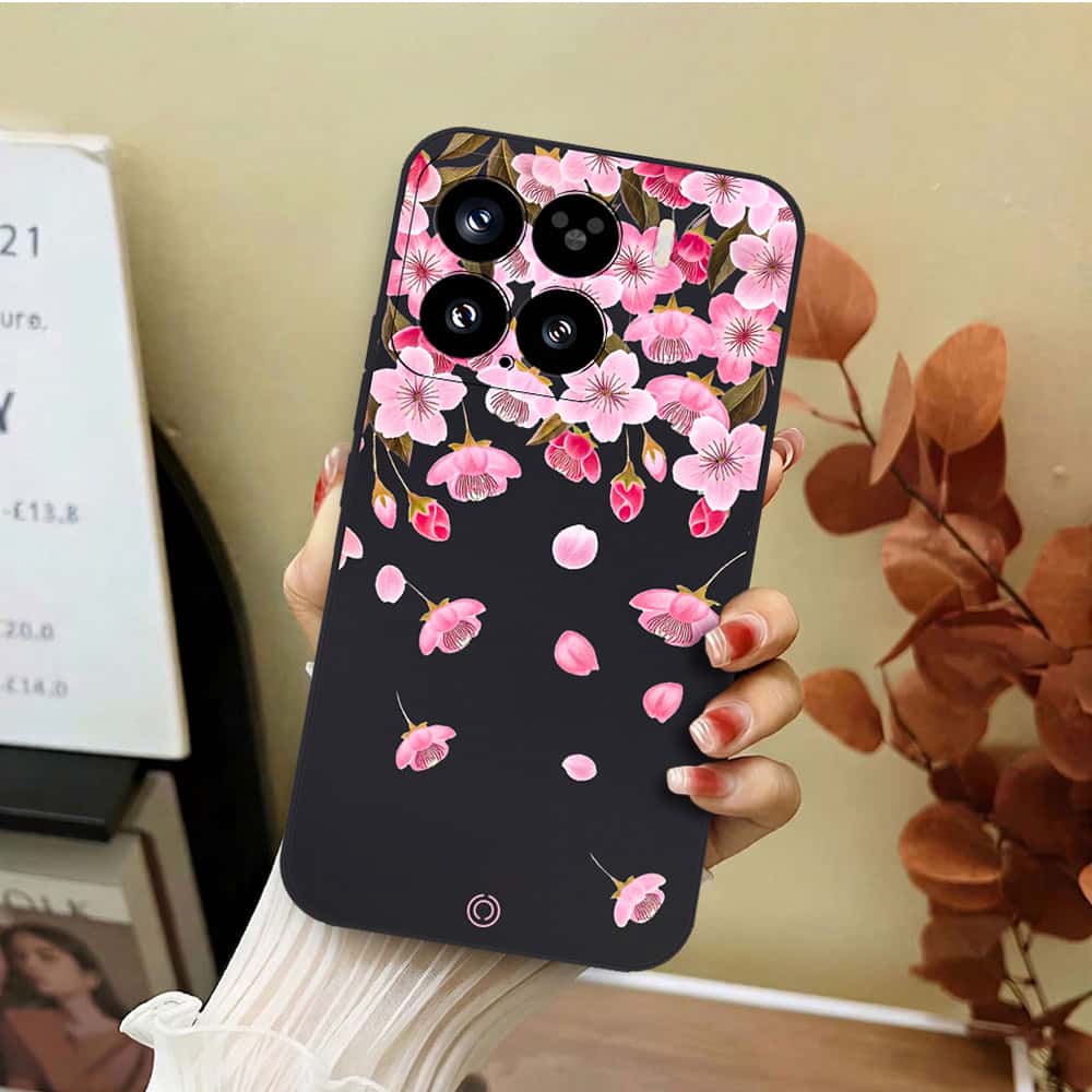 Xiaomi 15 Cover - Black - D3 - ONation Nature Floral Series - HQ Liquid Silicone Soft Case