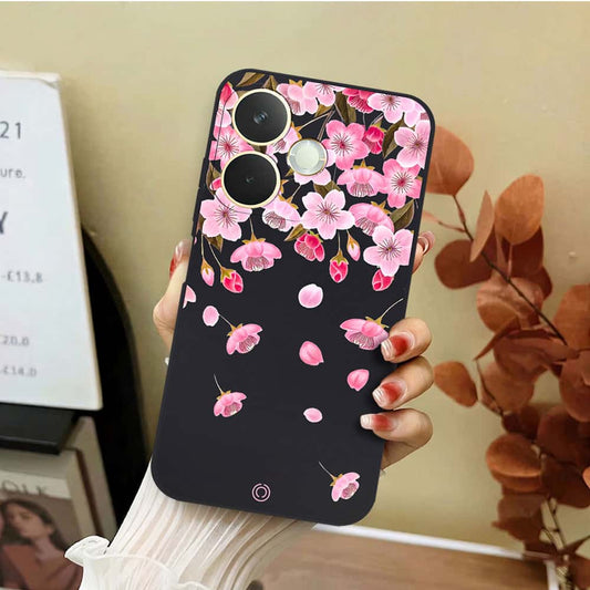 Oppo A5 Pro 5G Cover - Black - D3 - ONation Nature Floral Series - HQ Liquid Silicone Soft Case