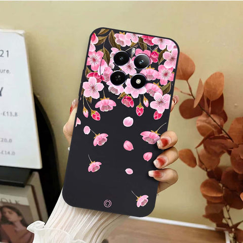 Realme Narzo 70 Cover - Black - D3 - ONation Nature Floral Series - HQ Liquid Silicone Soft Case
