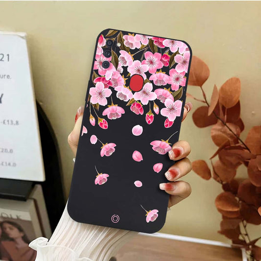 Samsung Galaxy A11 Cover - Black - D3 - ONation Nature Floral Series - HQ Liquid Silicone Soft Case