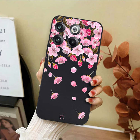OnePlus Ace Pro Cover - Black - D3 - ONation Nature Floral Series - HQ Liquid Silicone Soft Case