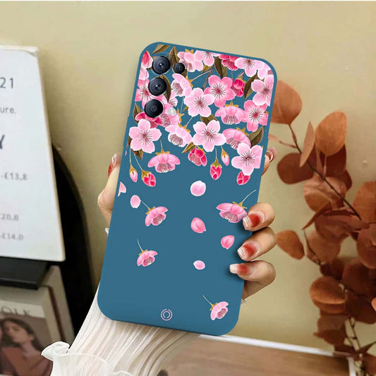 Oppo Reno 5 5G Cover - Blue - D3 - ONation Nature Floral Series - HQ Liquid Silicone Soft Case