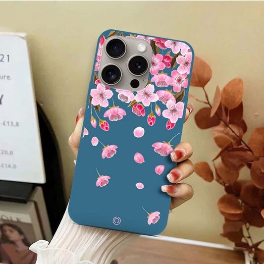 iPhone 15 Pro Max Cover - Blue - D3 - ONation Nature Floral Series - HQ Liquid Silicone Soft Case