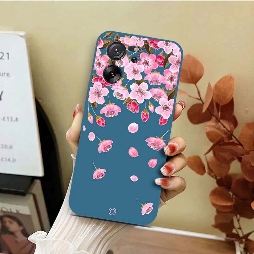 Xiaomi 13T Pro Cover - Blue - D3 - ONation Nature Floral Series - HQ Liquid Silicone Soft Case