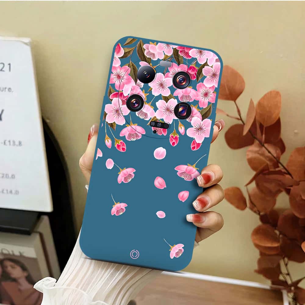 Xiaomi 13 Ultra Cover - Blue - D3 - ONation Nature Floral Series - HQ Liquid Silicone Soft Case