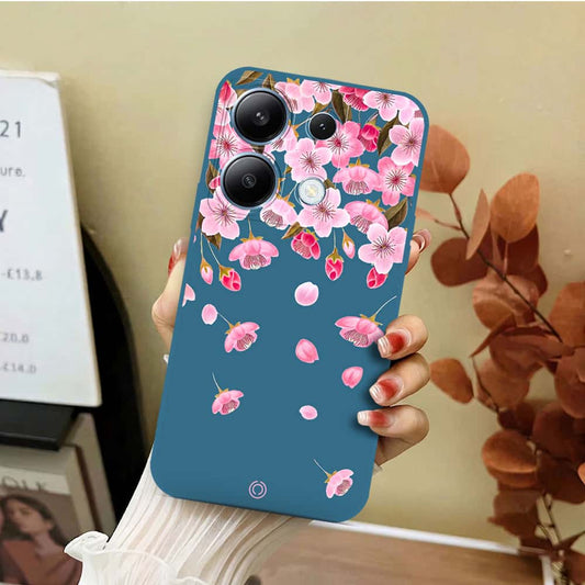 Xiaomi Redmi Note 13 Pro 4G Cover - Blue - D3 - ONation Nature Floral Series - HQ Liquid Silicone Soft Case