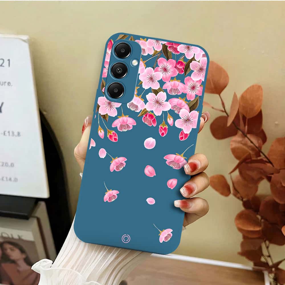 Samsung Galaxy A05s Cover - Blue - D3 - ONation Nature Floral Series - HQ Liquid Silicone Soft Case