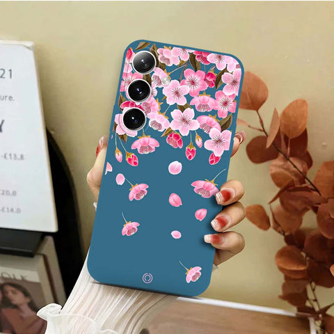 Samsung Galaxy S25 Plus Cover - Blue - D3 - ONation Nature Floral Series - HQ Liquid Silicone Soft Case