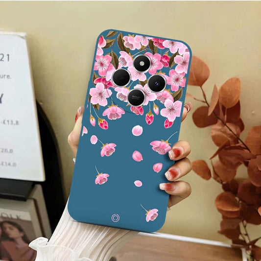 Xiaomi Redmi 14C Cover - Blue - D3 - ONation Nature Floral Series - HQ Liquid Silicone Soft Case