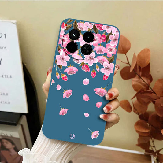 Tecno Camon 30 Cover - Blue - D3 - ONation Nature Floral Series - HQ Liquid Silicone Soft Case